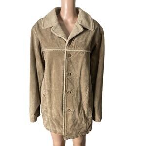 Vintage M Julian Wilsons Leather Suede Coat Mens Small Sherpa Lining
